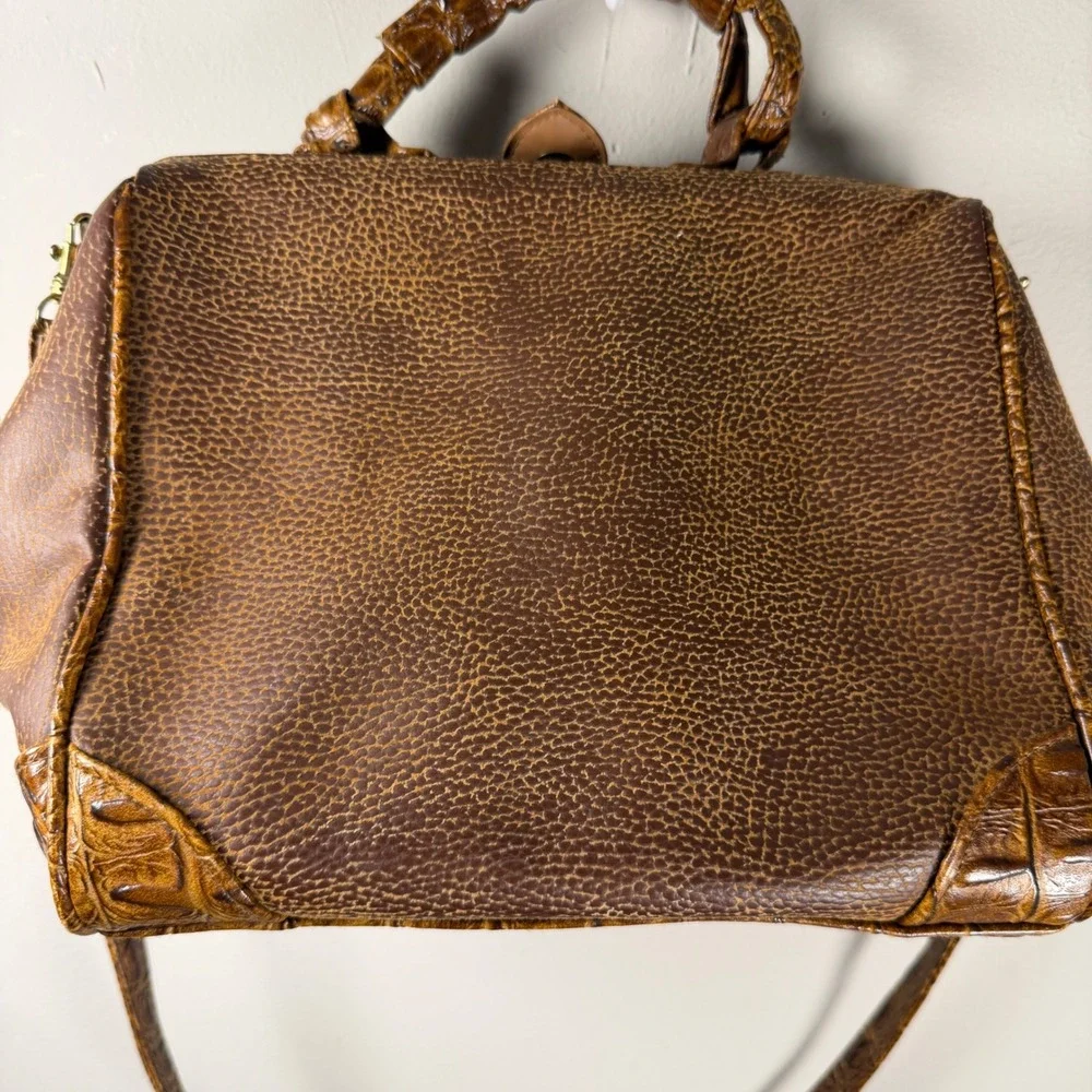 Swing Doctor Bag Satchel Women Medium Brown Vintage Croc Embossed Faux Leather